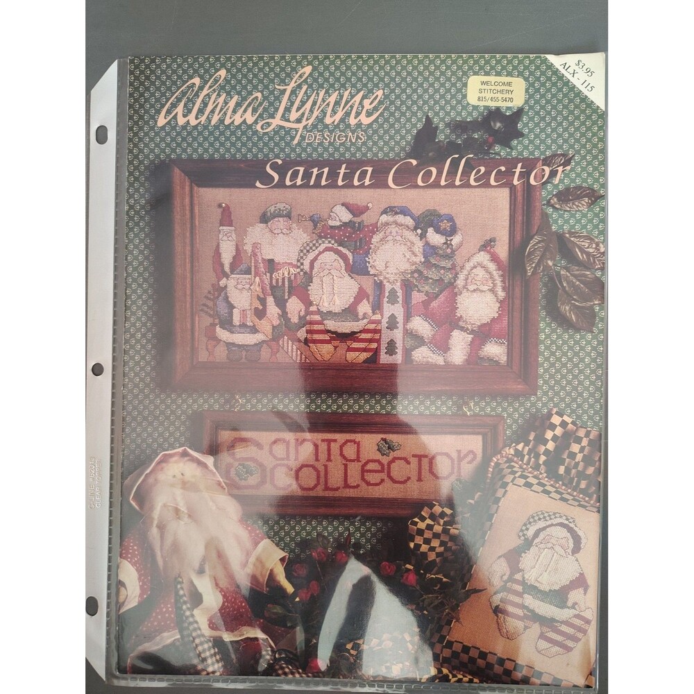 VINTAGE 1993 Alma Lynne Cross Stitch Pattern Booklet Santa Collector ALX-115...